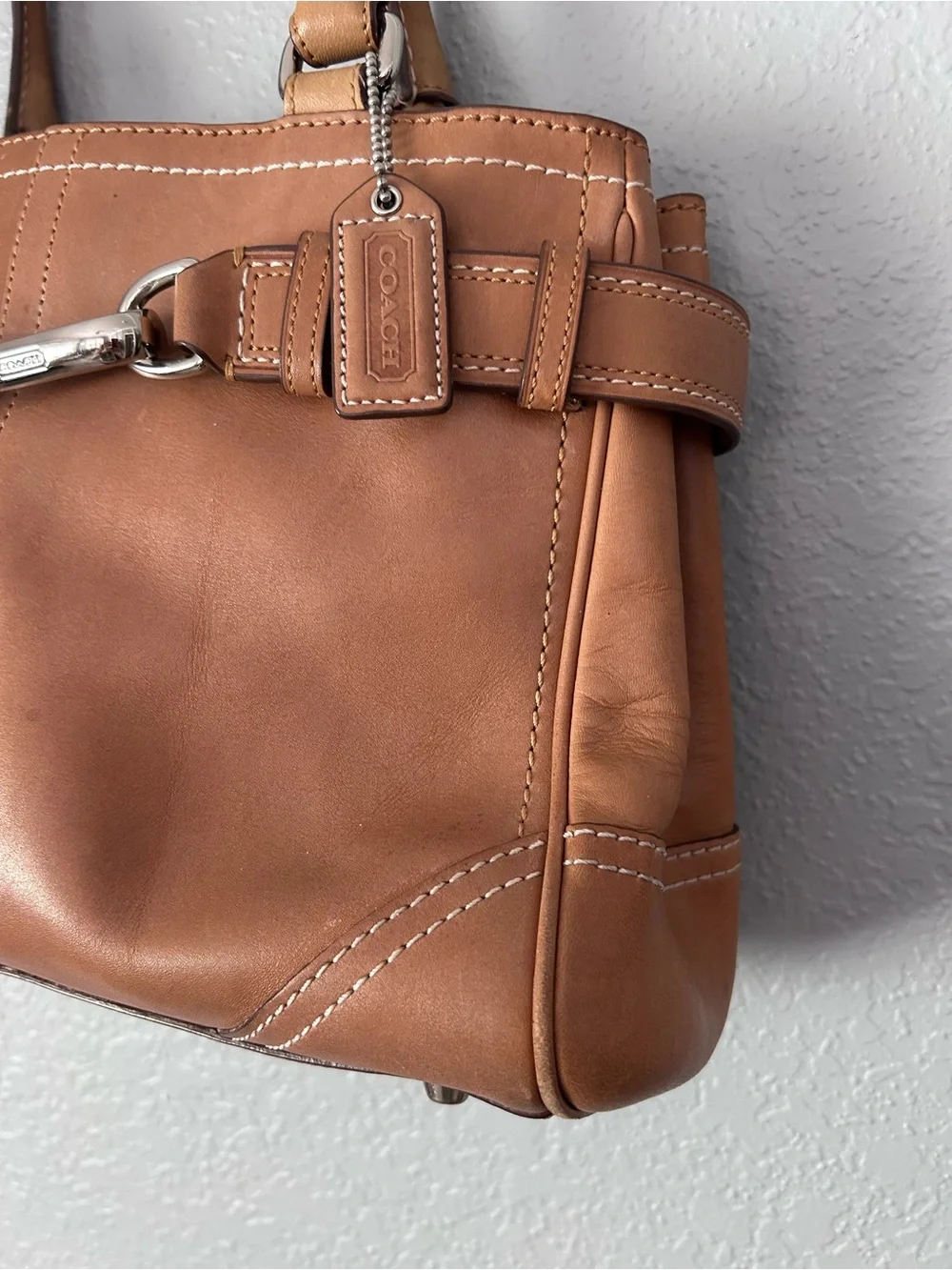 Coach Factory Small Tan Hampton Leather Satchel F08A70